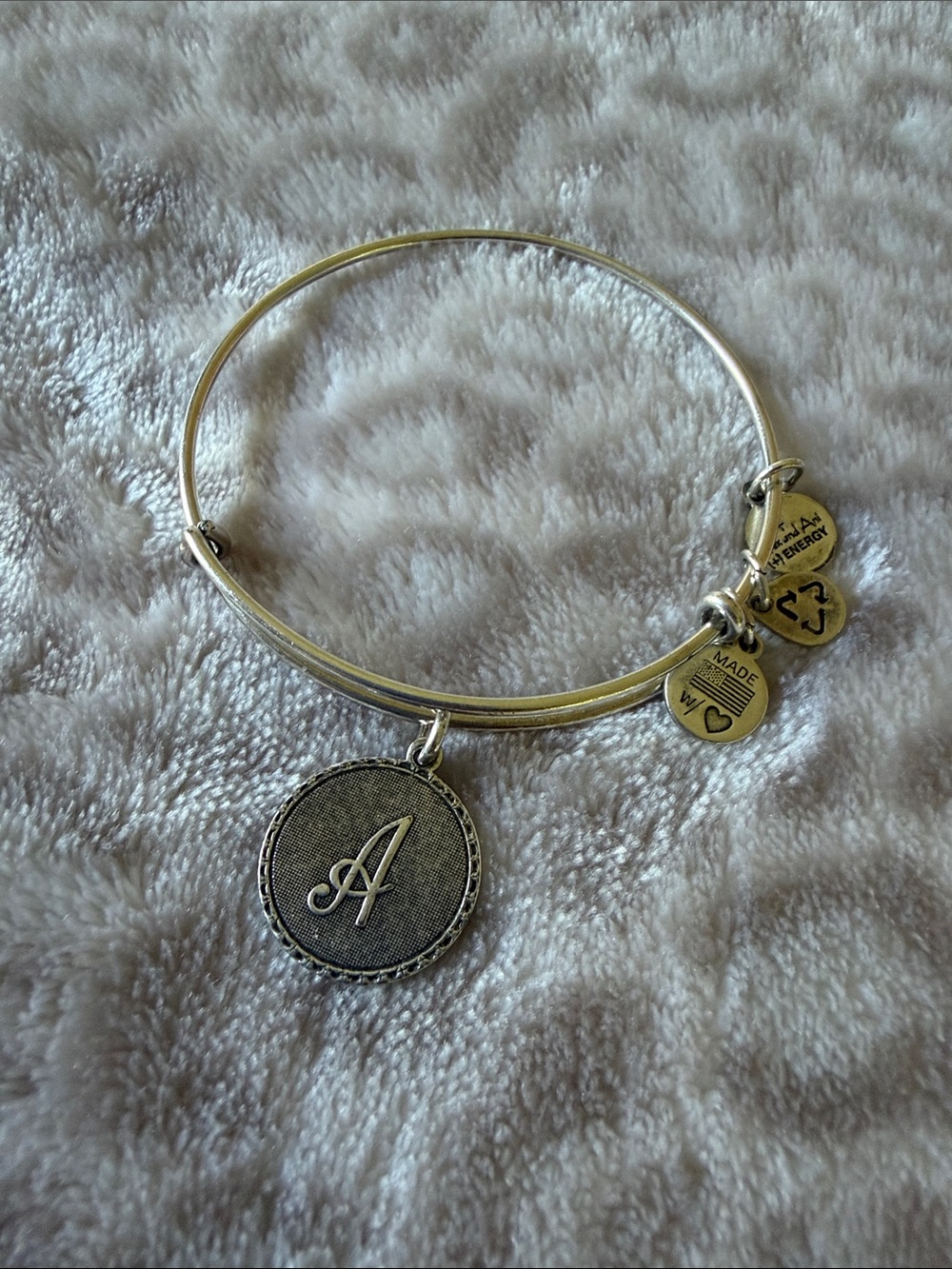 Silver Initial 'A' Alex and Ani Bangle Bracelet